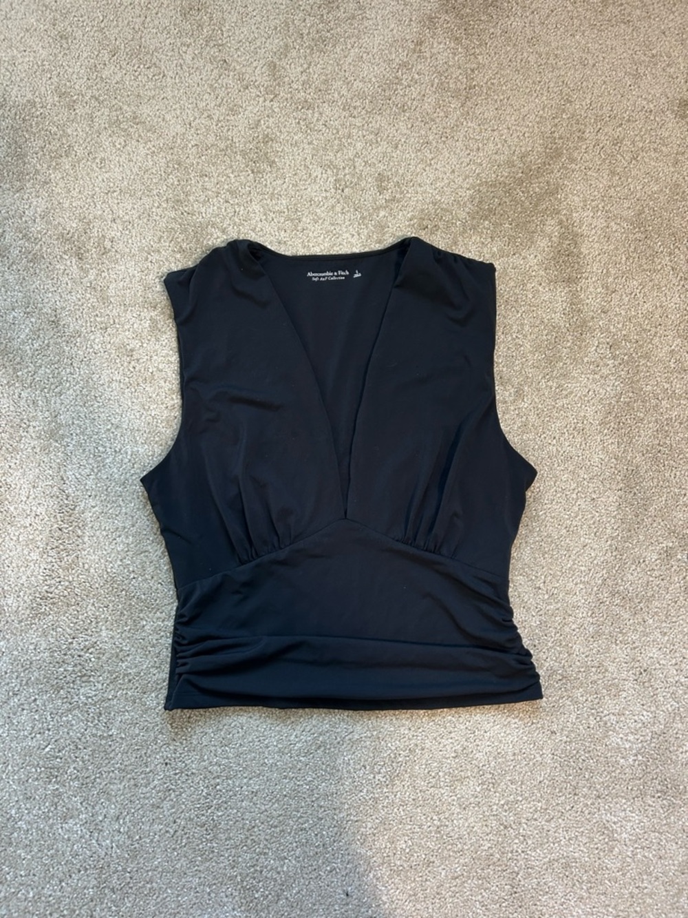 Abercrombie & Fitch Sleeveless V-Neck Ruched Waist Top